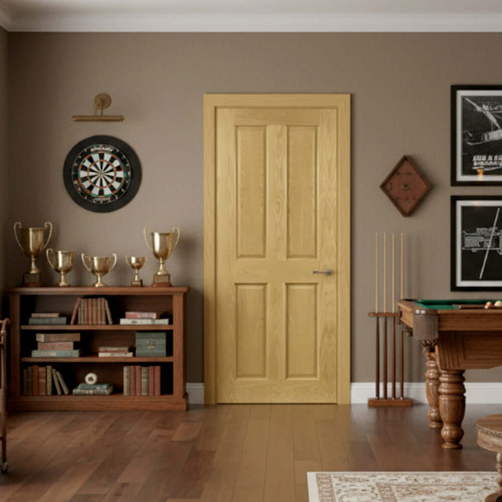 Lifestyle Bury Victorian four panel prefinished internal oak door in room