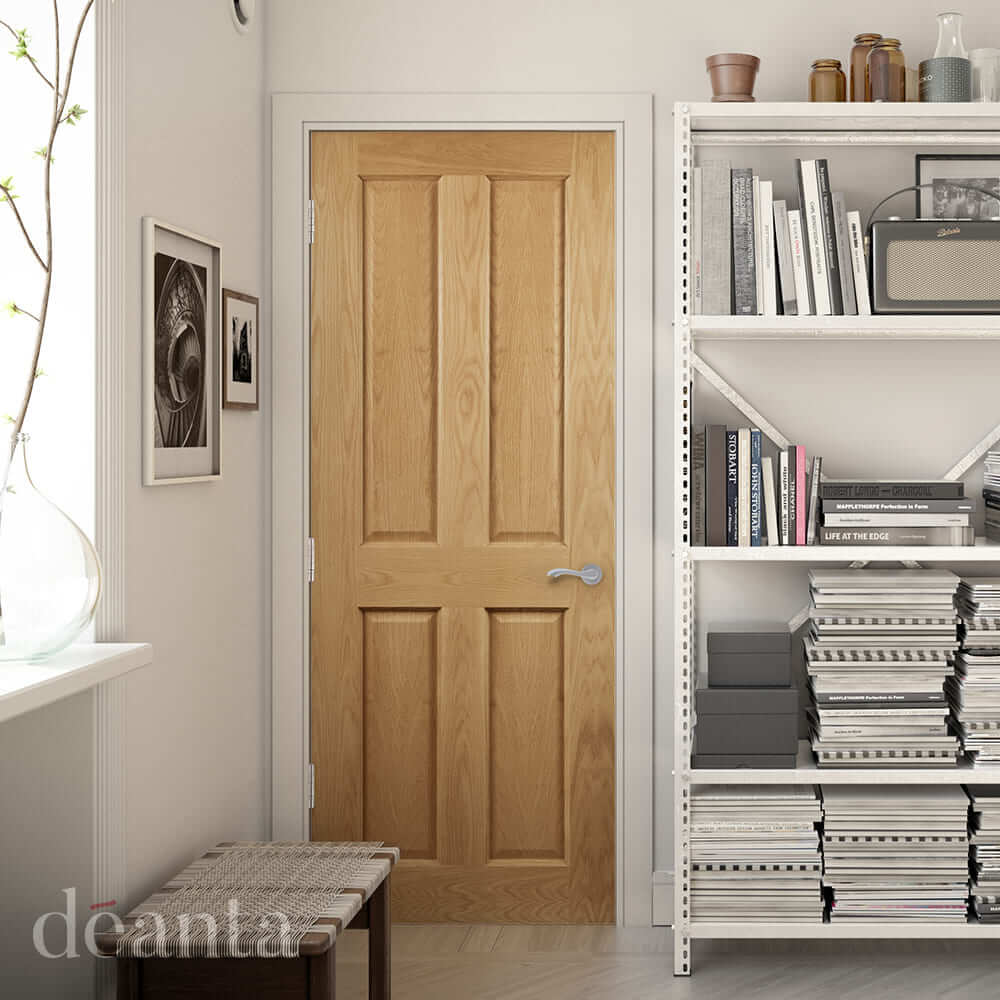 Lifestyle Bury Victorian four panel oak fire door in room