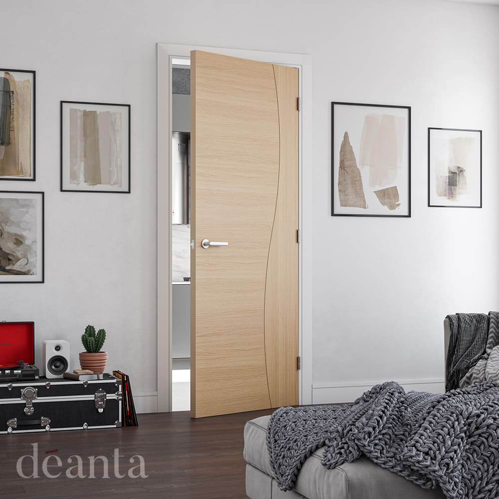 Lifestyle Cadiz prefinished oak fire door in room