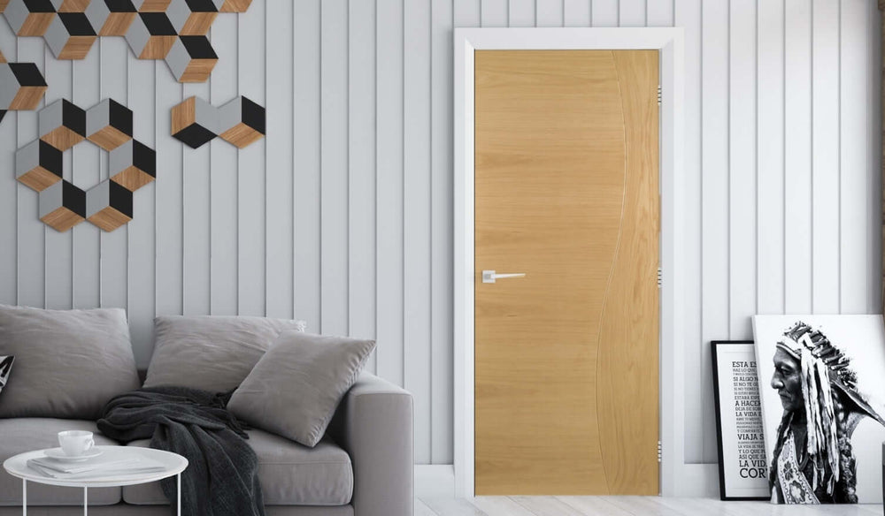 Lifestyle Cadiz prefinished oak fire door in room