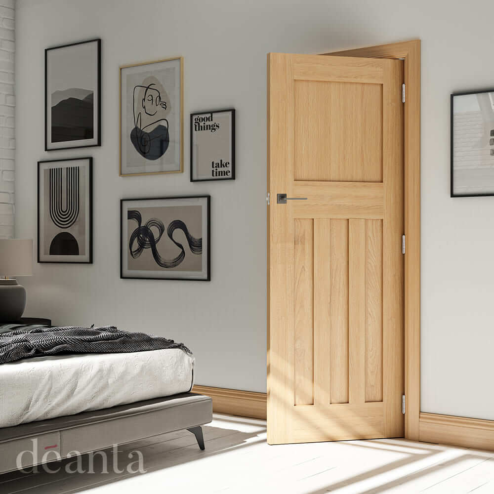 Lifestyle Cambridge oak fire door installed in room