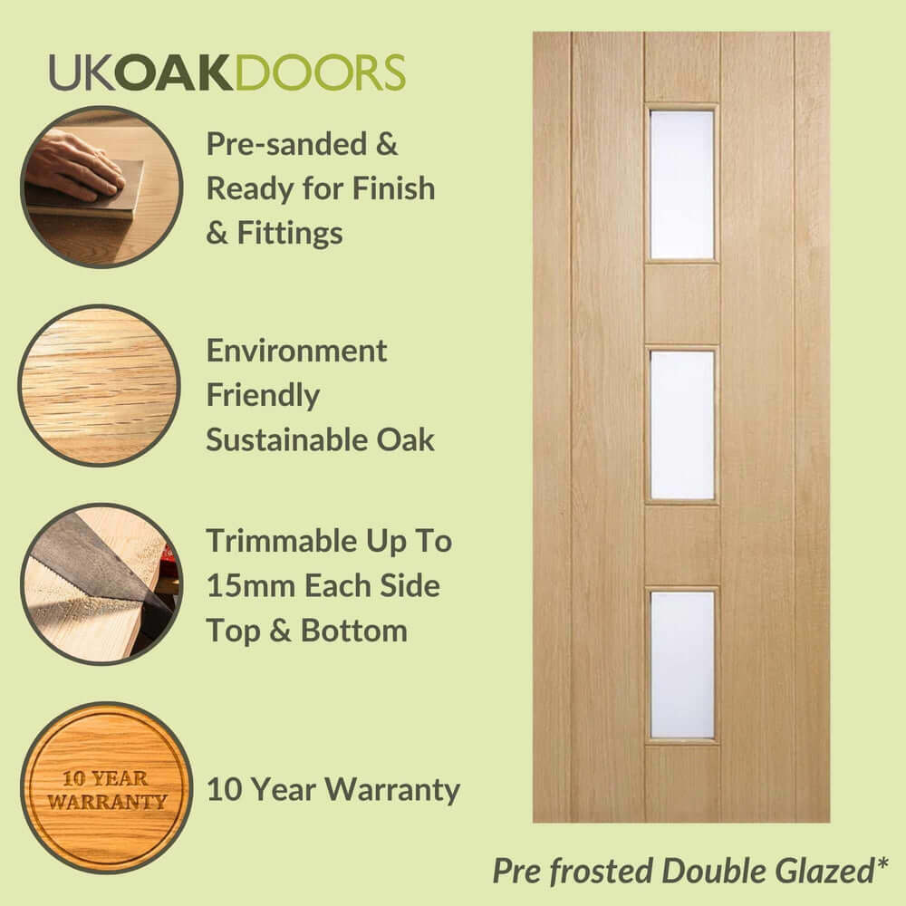 Graphic Copenhagen Oak Glazed External Door specification panel