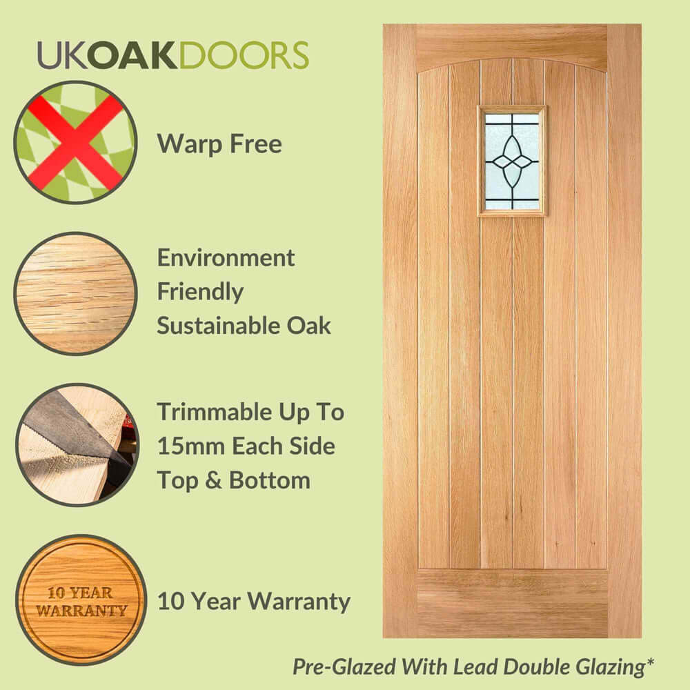 Graphic Cottage Oak Glazed External Door specification panel