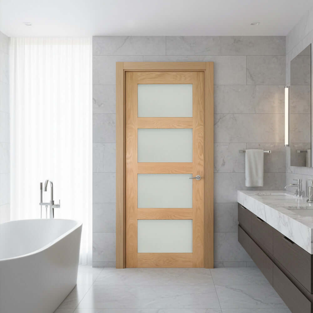 Lifestyle Coventry four panel obscured glazed shaker door in room