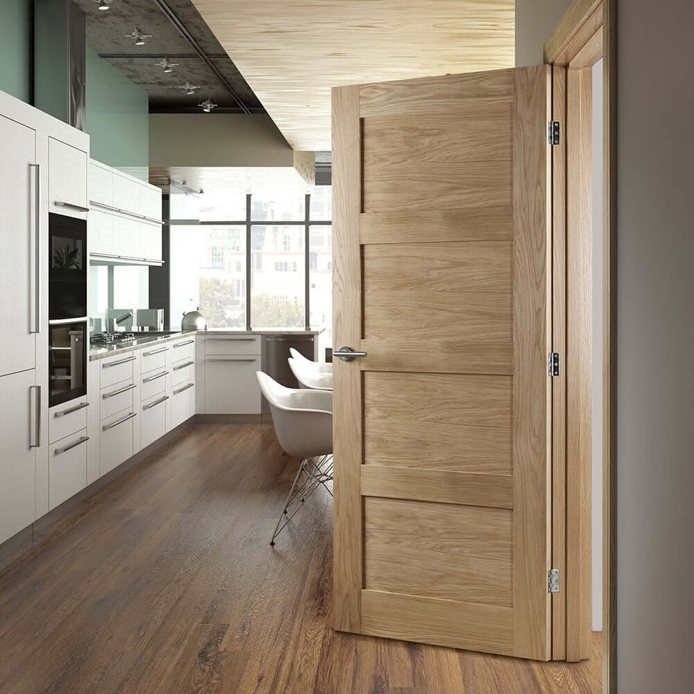 Lifestyle Coventry four panel shaker style prefinished door in room