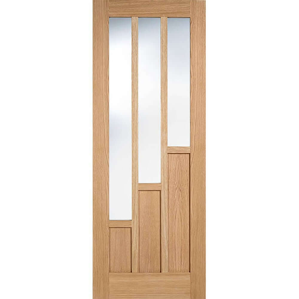 Product Coventry prefinished oak clear glazed 6 panel internal door
