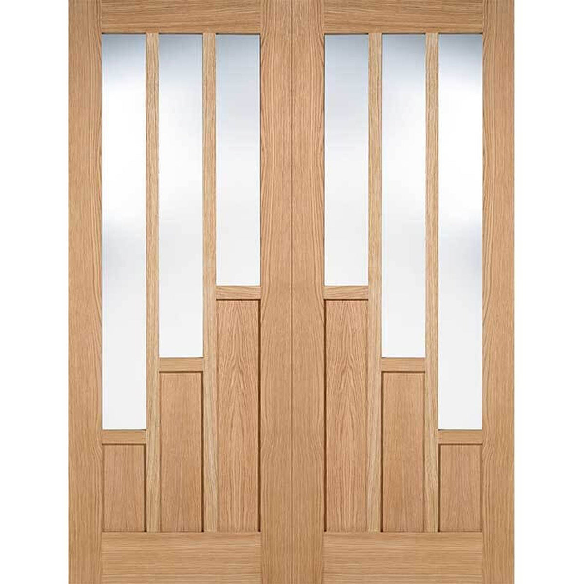 Coventry Prefinished Oak Clear Glazed Internal Door Pair - Main Product Image