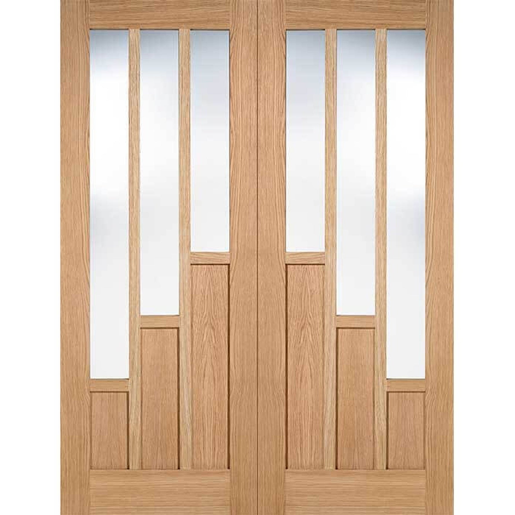 Coventry Prefinished Oak Clear Glazed Internal Door Pair - Main Product Image