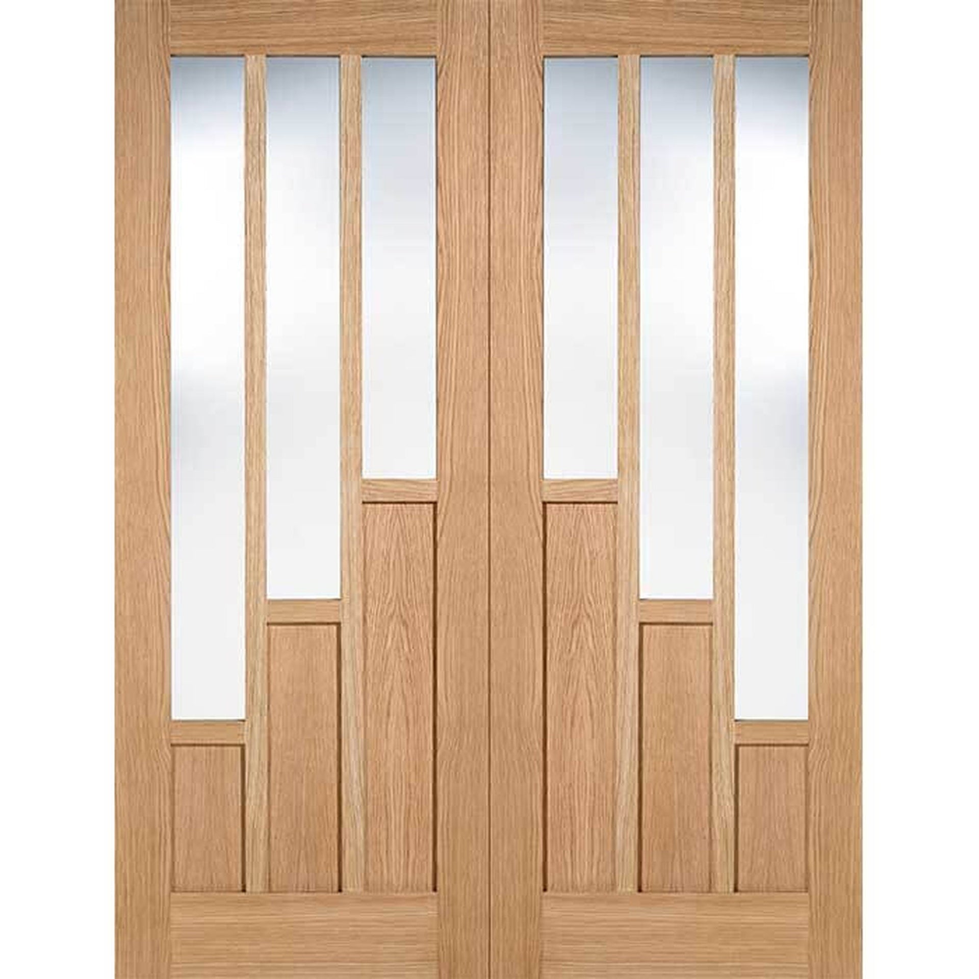 Coventry Prefinished Oak Clear Glazed Internal Door Pair - Main Product Image
