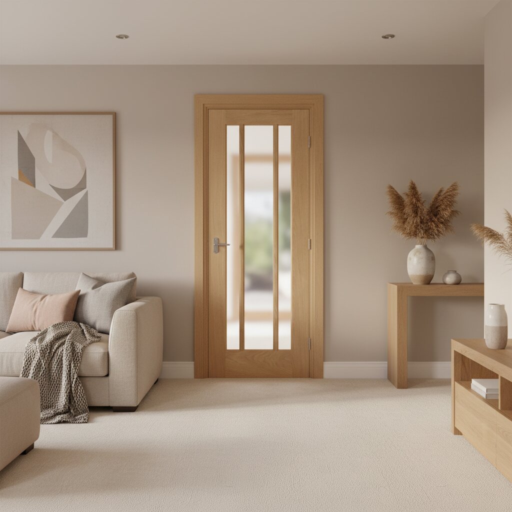 Darwin Unfinished Oak Clear Glazed Internal Door Lifestyle Image