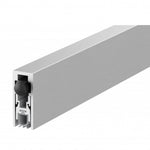 Product A silver aluminum extrusion profile with a black rubber gasket seal, shown from a cross-sectional perspective on a solid white background.
