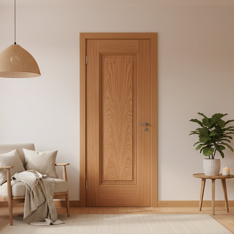Lifestyle Eindhoven 1 panel prefinished oak internal fire door in room