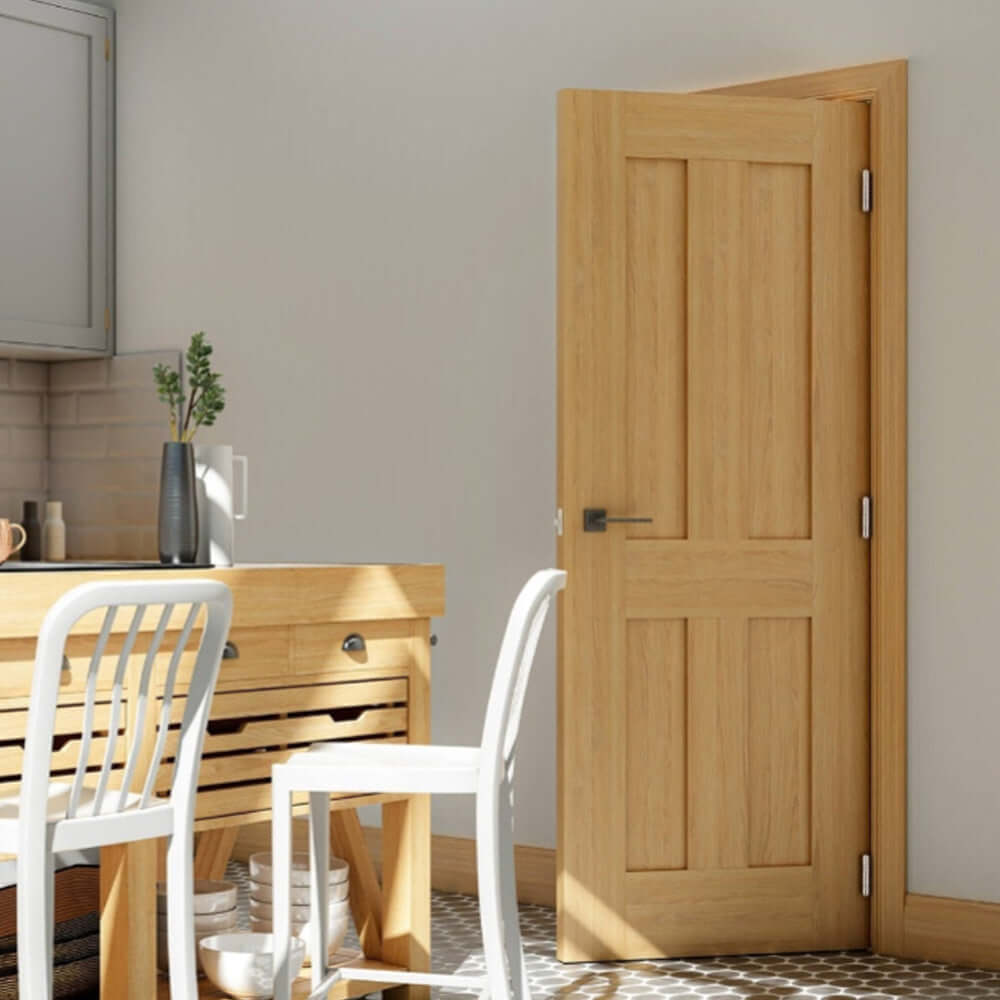 Lifestyle Eton four flat panel oak door installed in kitchen
