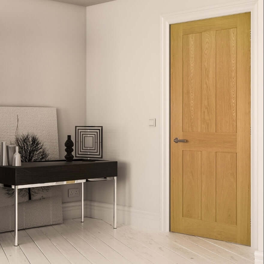Lifestyle Eton four flat panel oak door installed in hallway