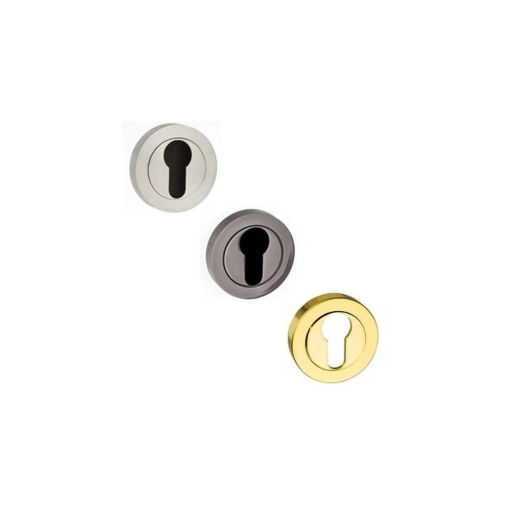 Product round euro escutcheons in satin nickel gunmetal and brass