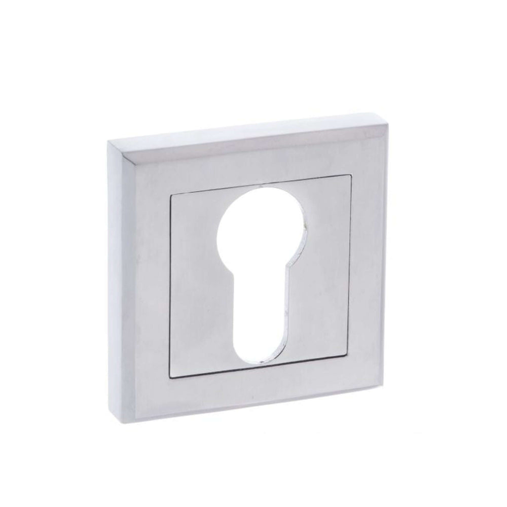 Product satin chrome square euro escutcheon close up