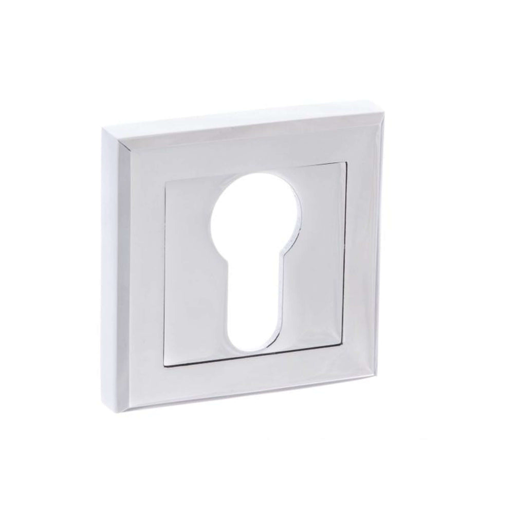 Product polished chrome square euro escutcheon close up