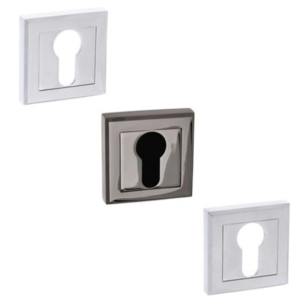 Product assorted square euro escutcheons in chrome and dark finish