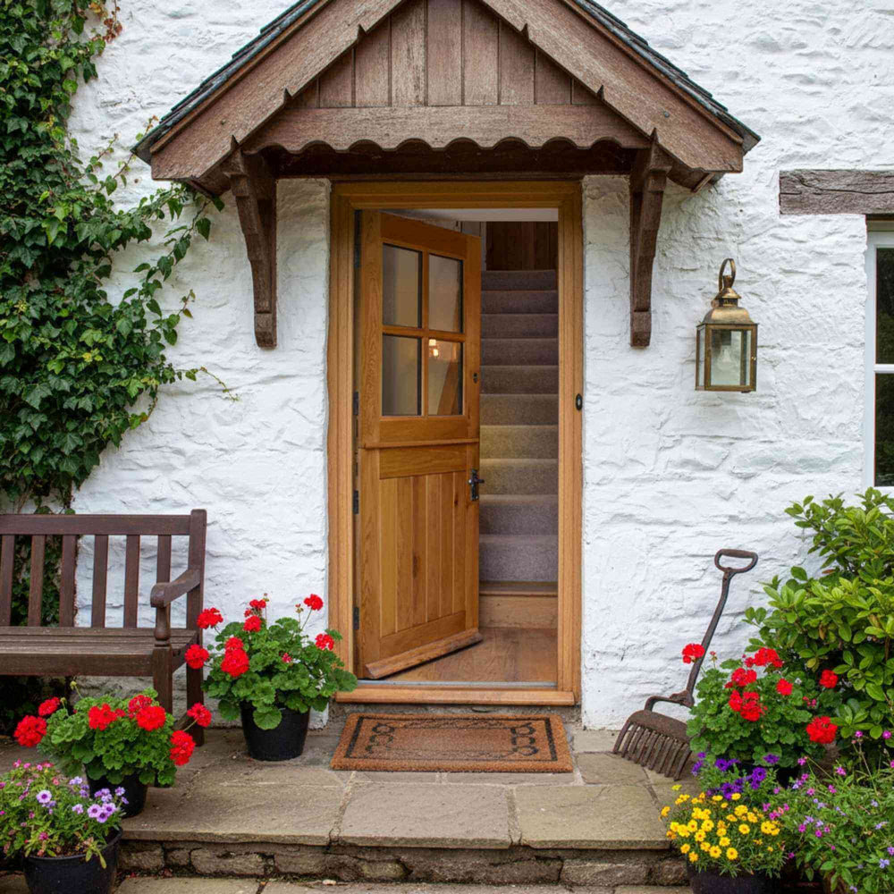External 4 Panel Glazed Solid Oak Stable Top - UK Oak Doors