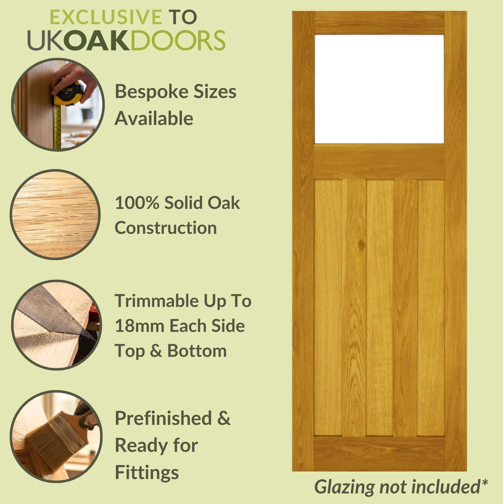 Graphic external prefinished 1930s unglazed solid oak door feature panel