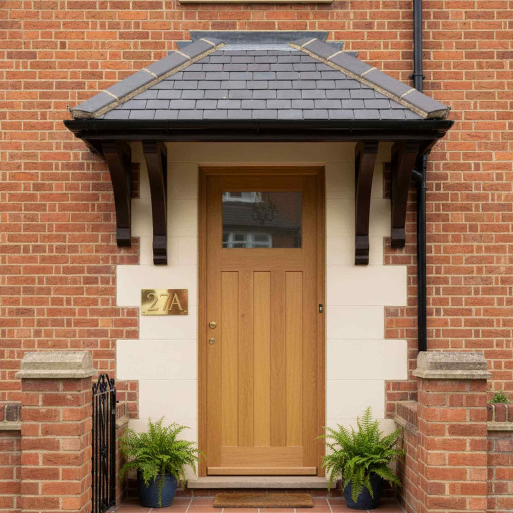 Lifestyle external prefinished 1930s unglazed solid oak door installed