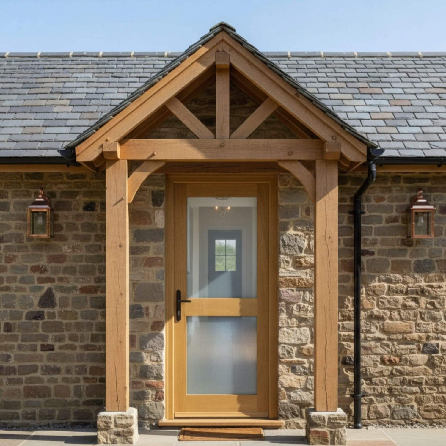 External Prefinished 2 Panel Unglazed Solid Oak Door