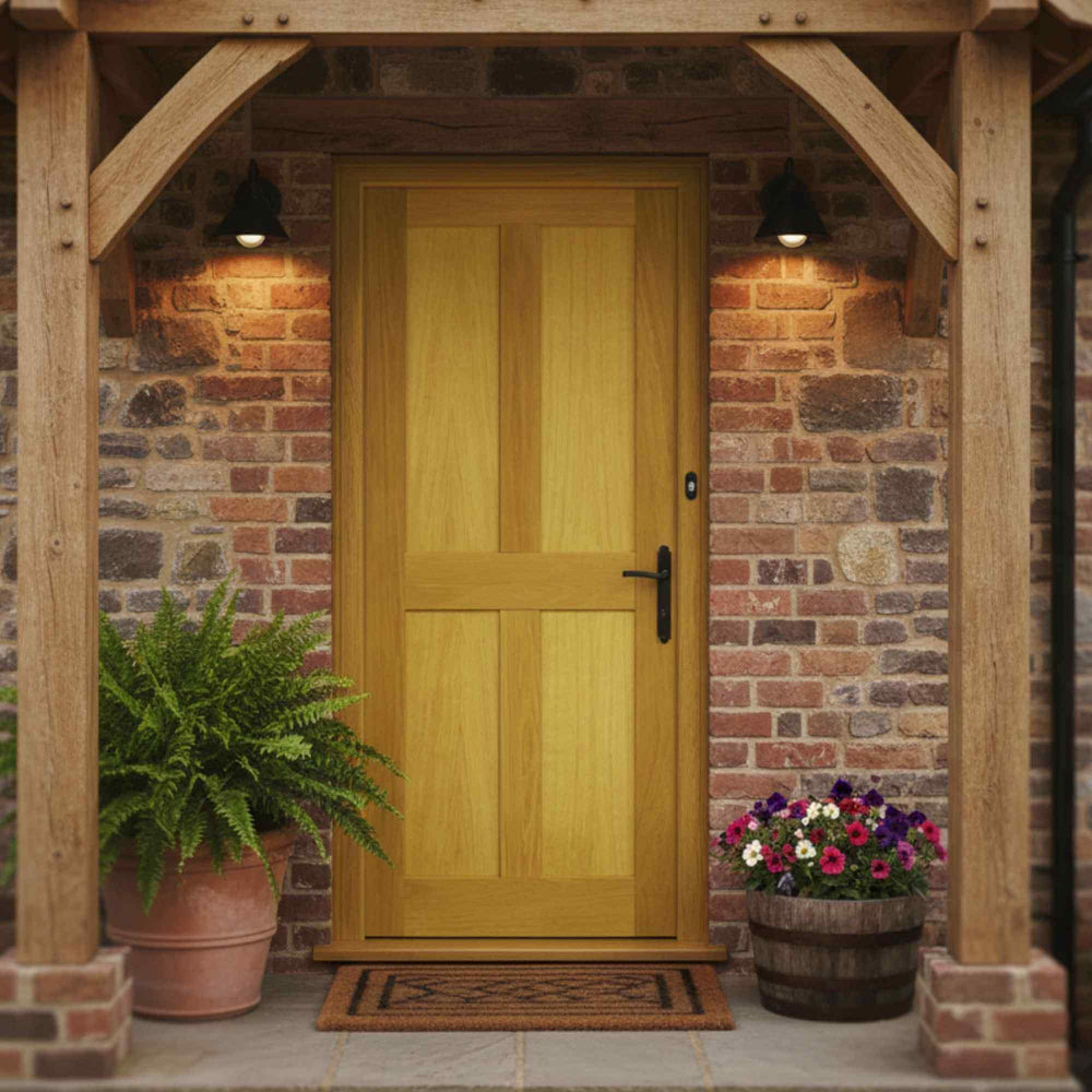 Product external prefinished Victorian four panel solid oak door