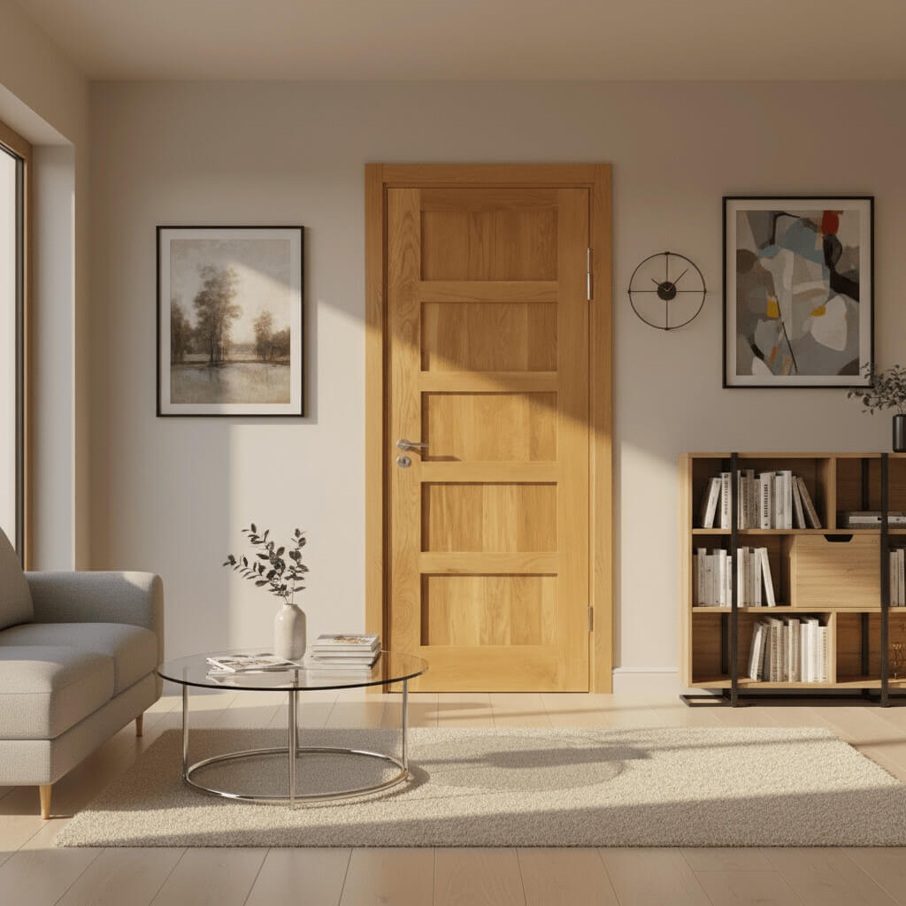 Five Panel Shaker Style Solid Oak Door