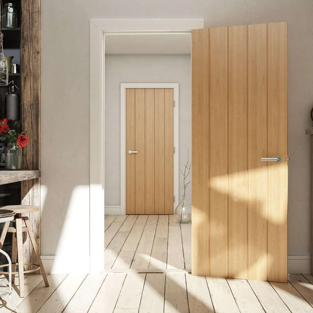 Galway Vertical Panel Oak Door Lifestyle in modern home