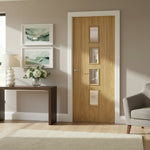 Galway Glazed Vertical Panel Oak Fire Door Lifestyle Image