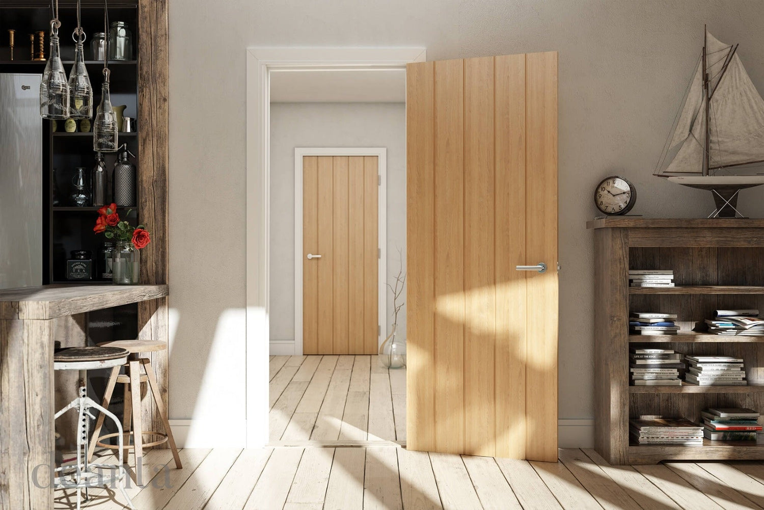 Galway Vertical Panel Oak Door