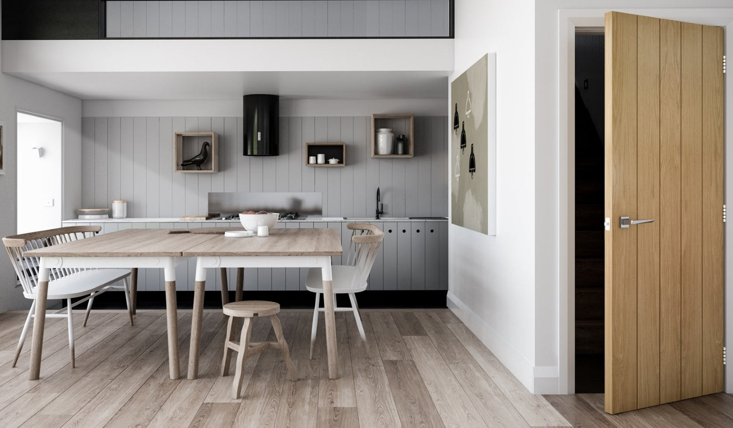 Galway Vertical Panel Oak Fire Door