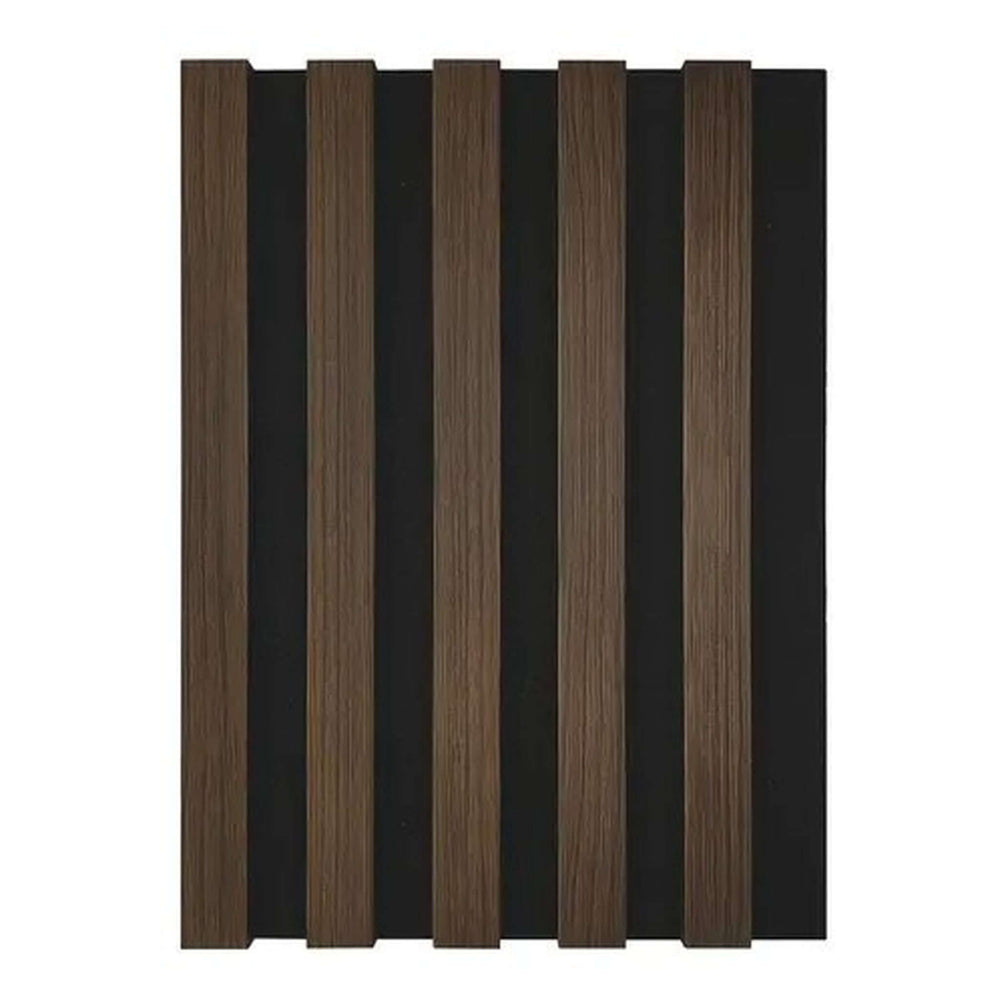Product walnut laminate acoustic wall panel close up
