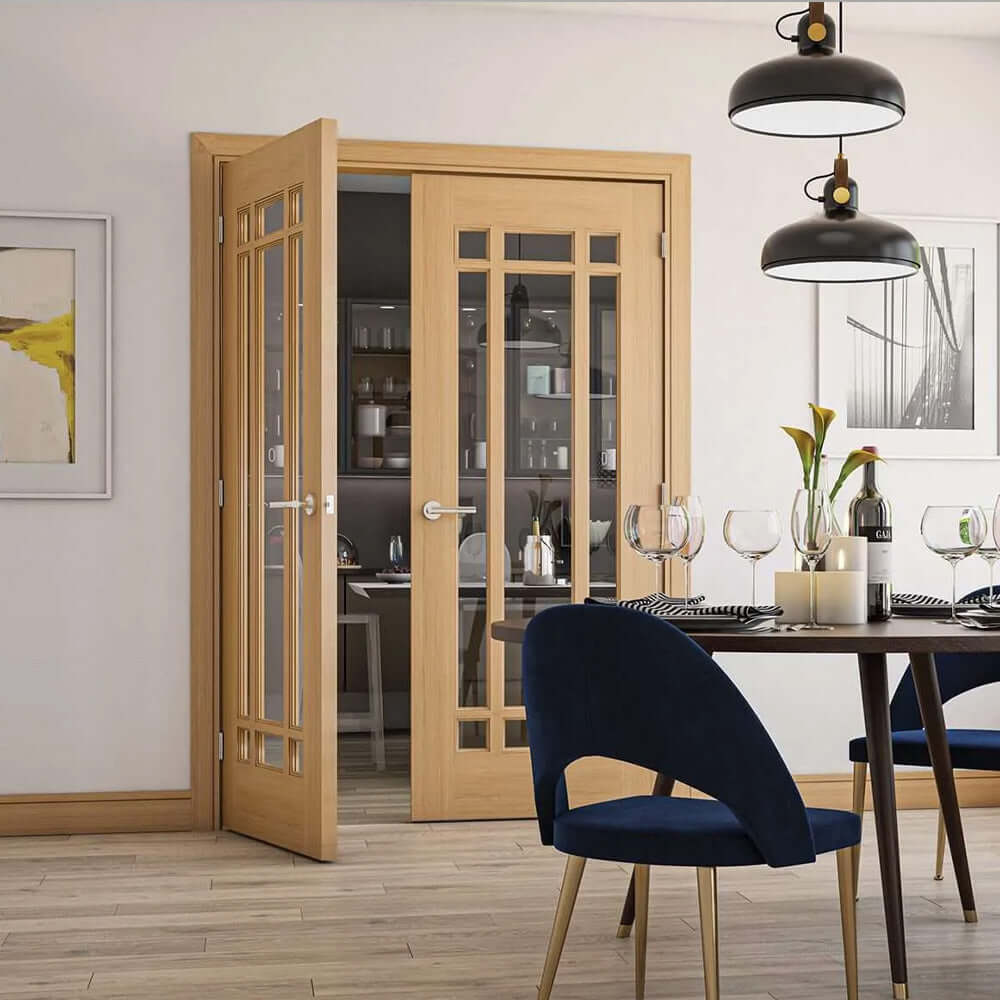 Lifestyle Kerry glazed oak door installed in room