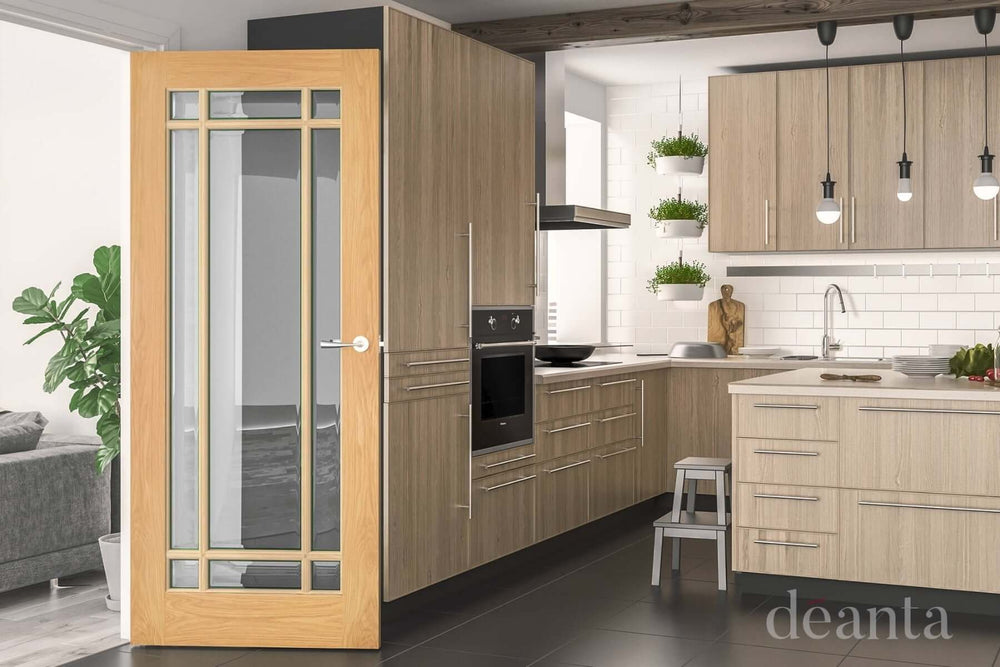 Lifestyle Kerry glazed oak door installed in room