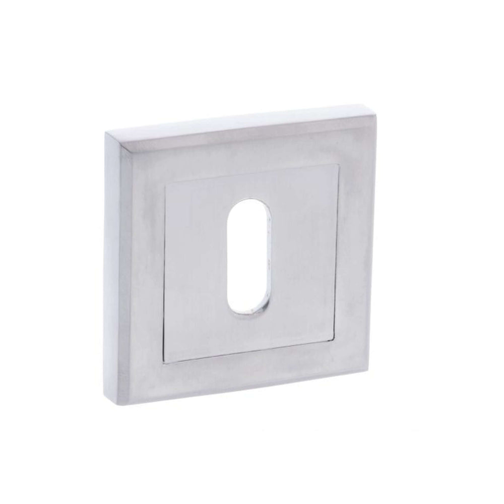Product square chrome key escutcheon close up