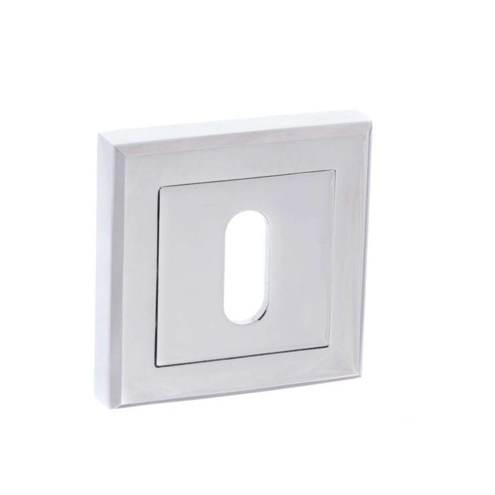 Product square chrome key escutcheon detail view
