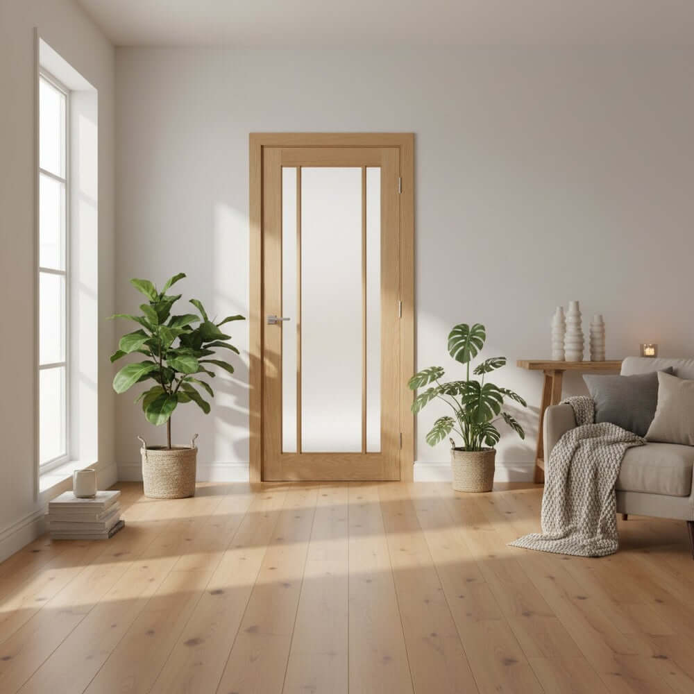 Product Lincoln frosted glazed oak French door pair