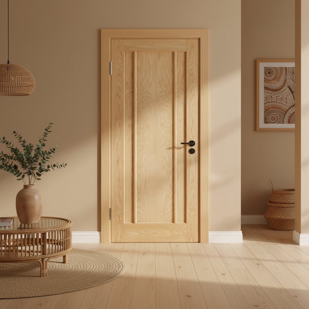 Lincoln_Unfinished_Oak_3_Panel_FD30_Fire_Door Lifestyle Image