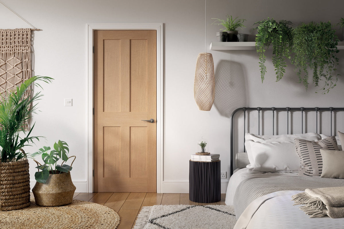 London Flat 4P Prefinished Oak FD30 Internal Fire Door - Lifestyle Image 1