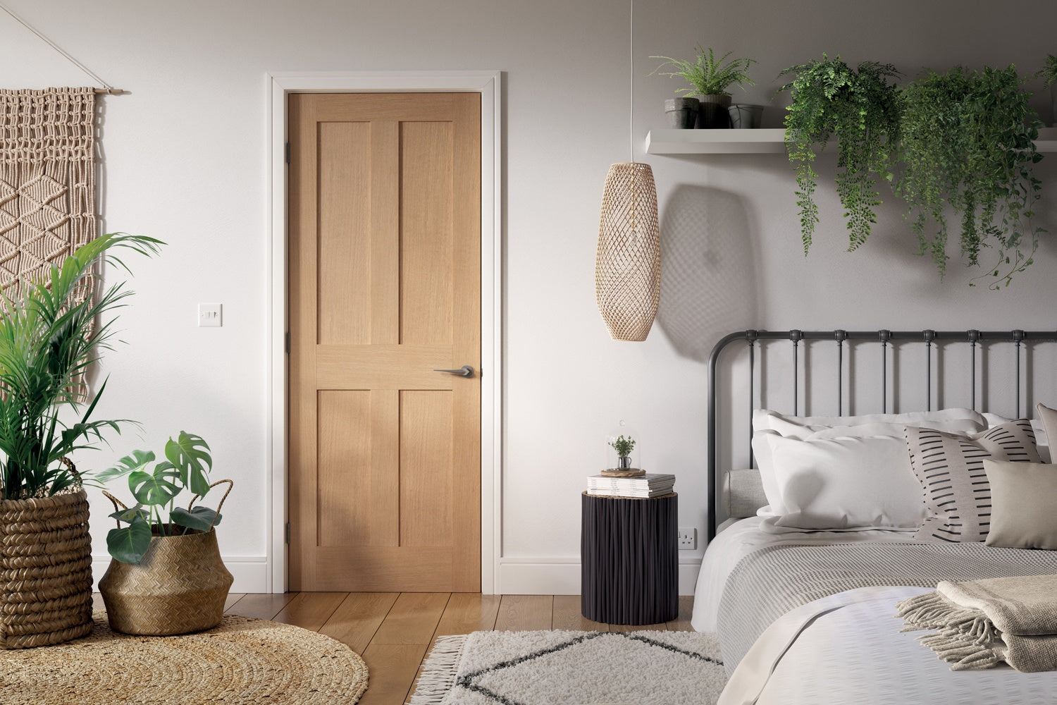 London Flat 4P Prefinished Oak FD30 Internal Fire Door - Lifestyle Image 1