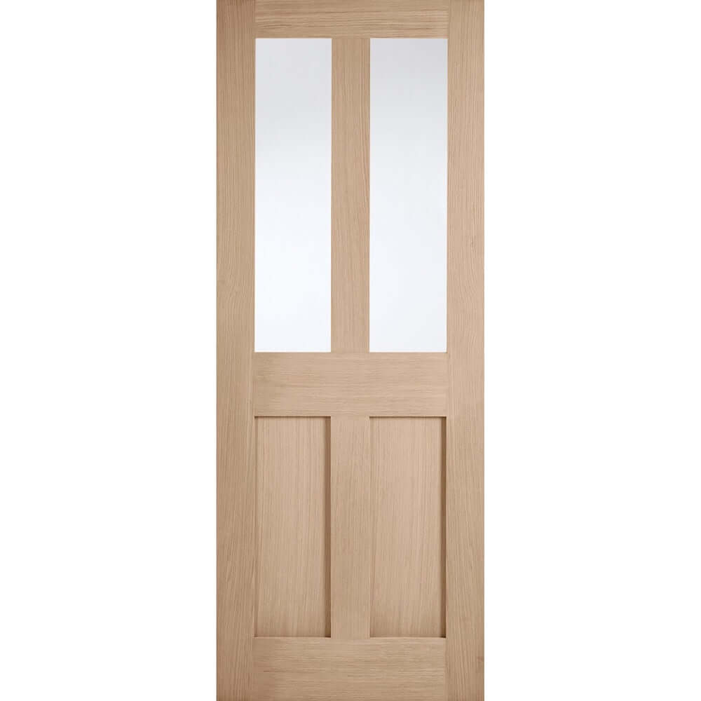 Product London flat four panel prefinished oak glazed internal door