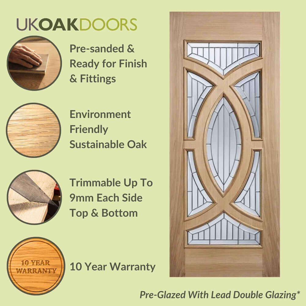 Graphic Majestic Oak Glazed External Door specification panel
