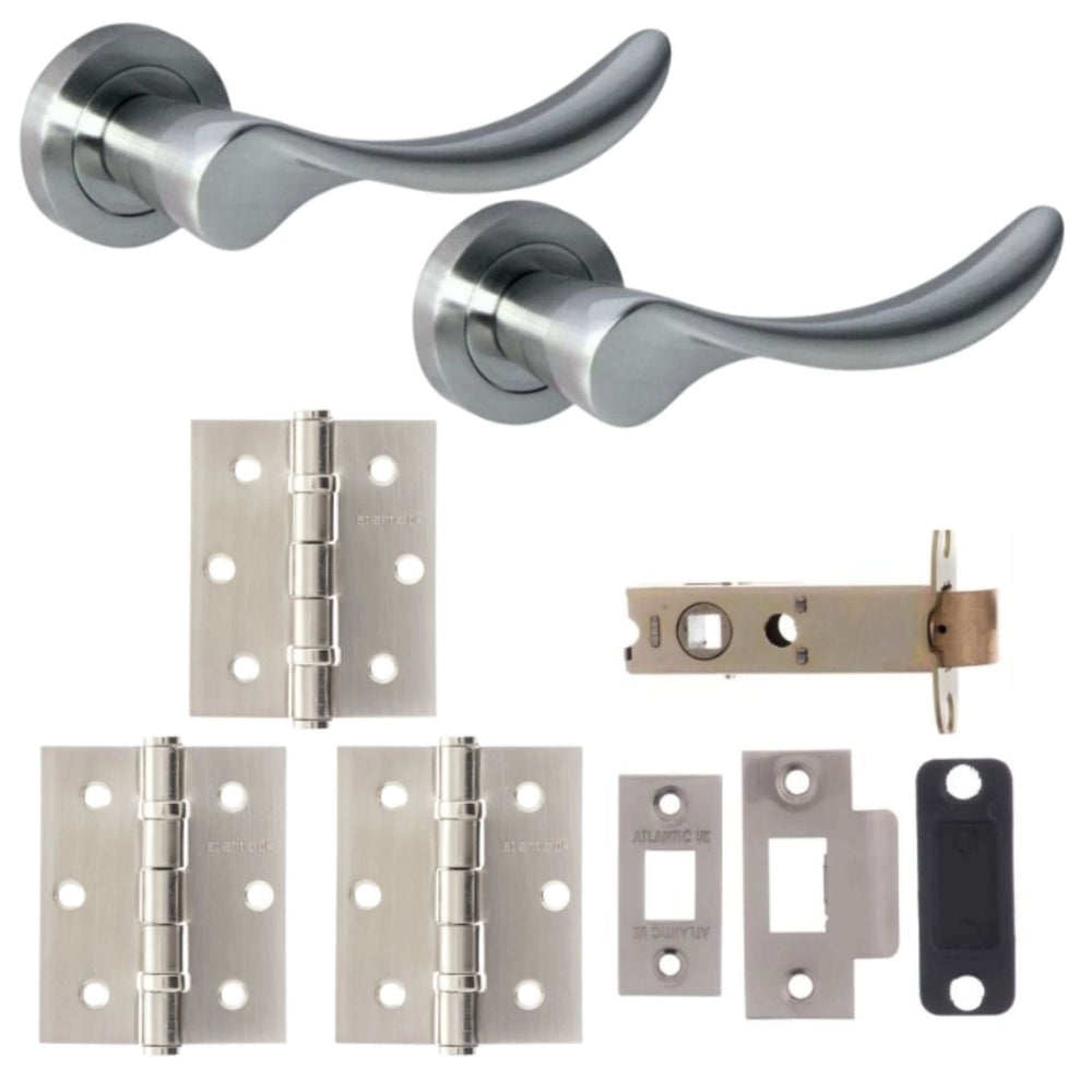 Product Malaga satin nickel door lever latch pack