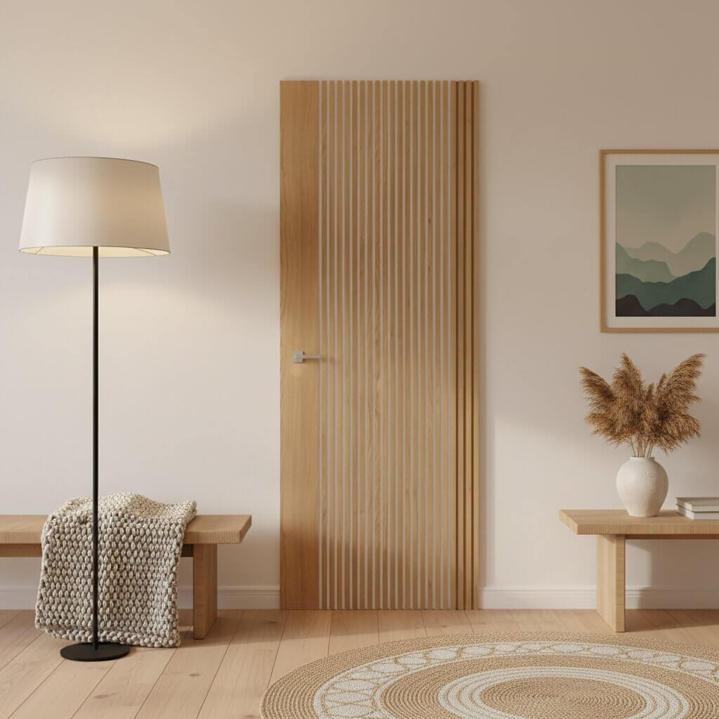 Melbourne Clear Glazed Internal Prefinished Oak Door in lifestyle setting