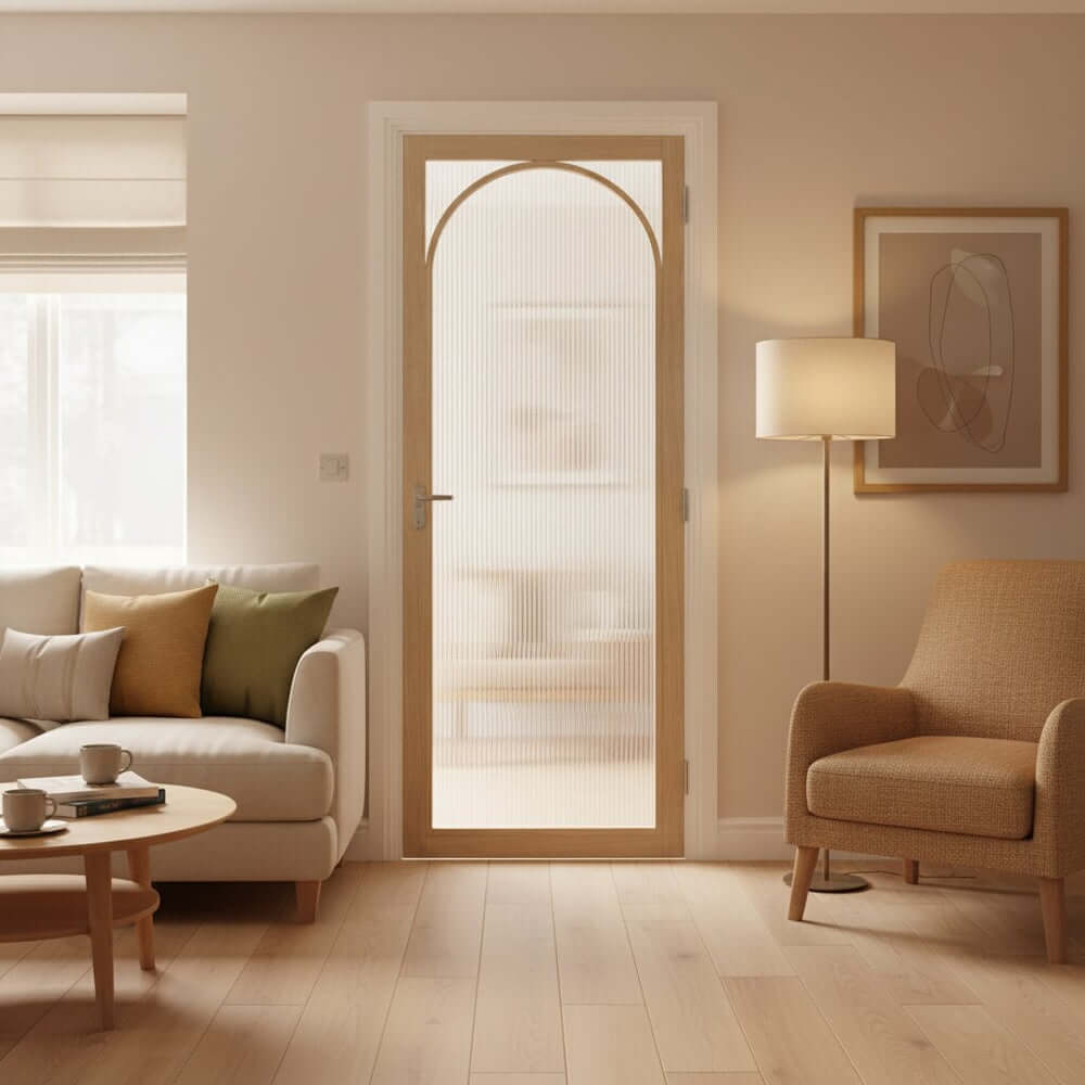Product Melrose reeded glazed prefinished blonde oak door