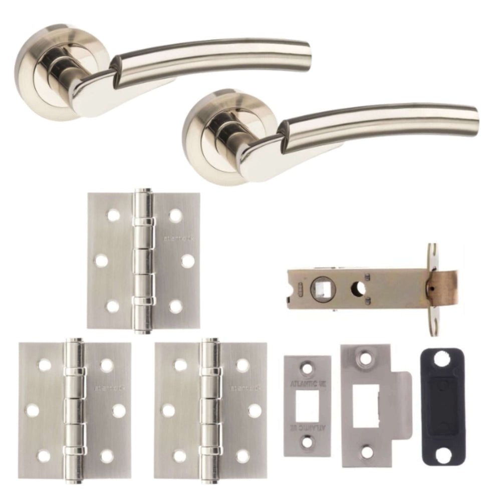 Product Messina satin nickel and polished nickel door lever pack