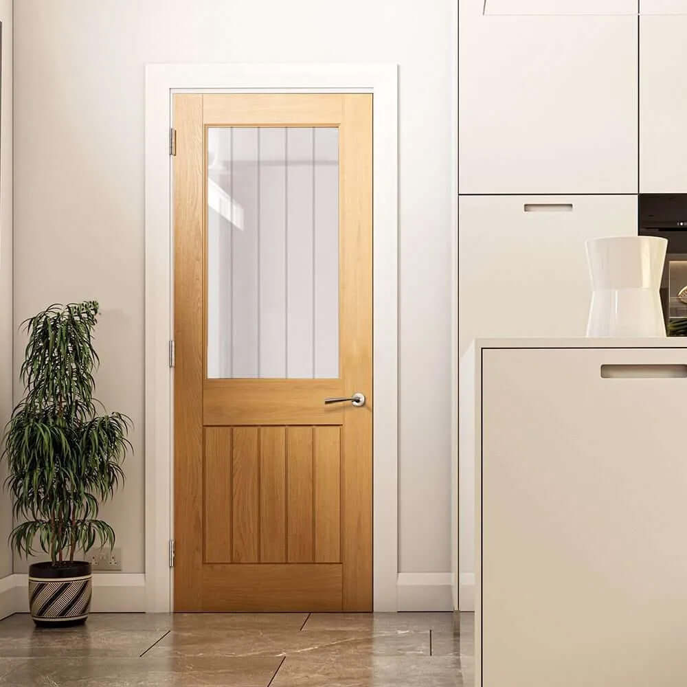 Lifestyle Mexicana Ely prefinished internal oak one lite glazed door installed