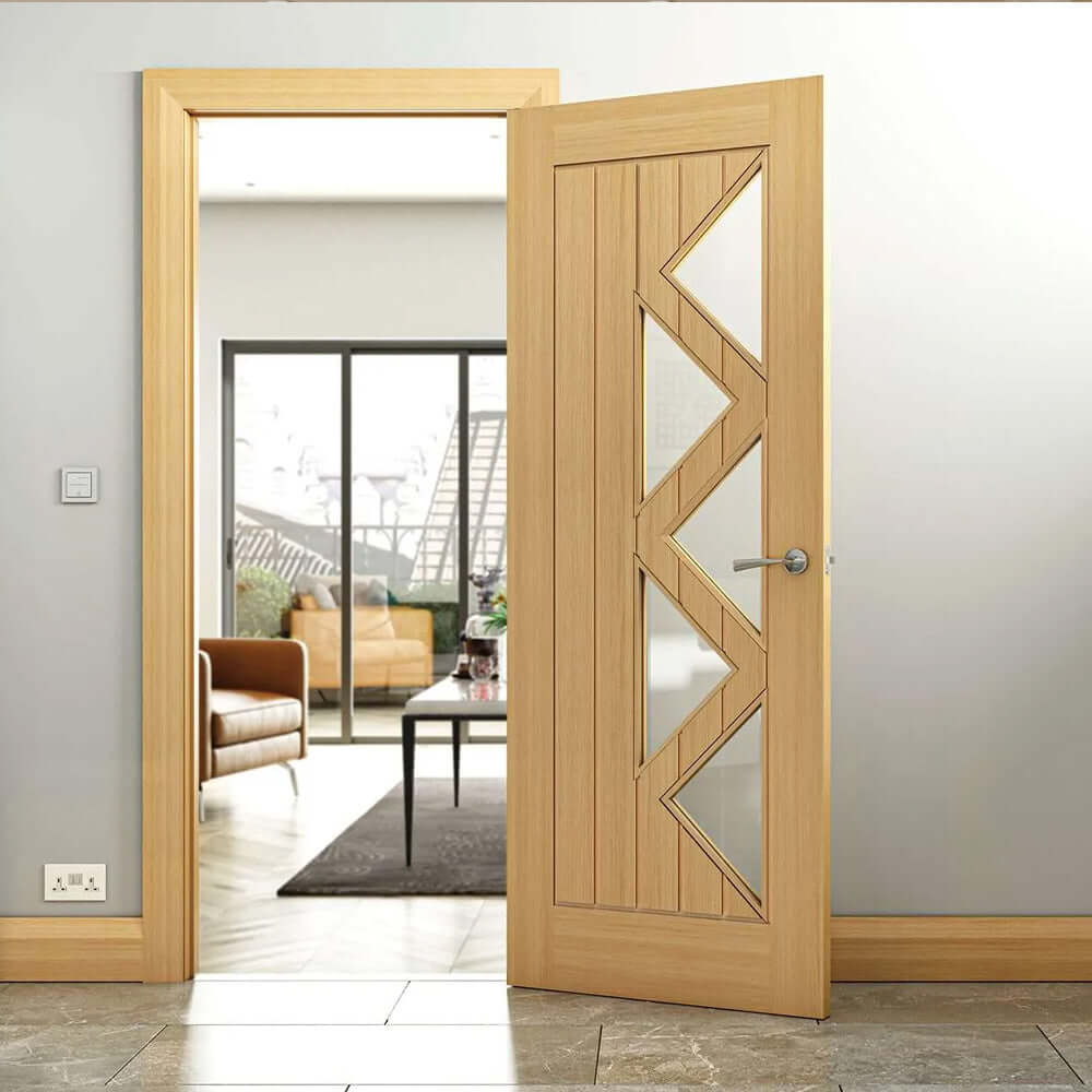 Lifestyle Mexicana Ely prefinished internal oak five lite glazed door installed