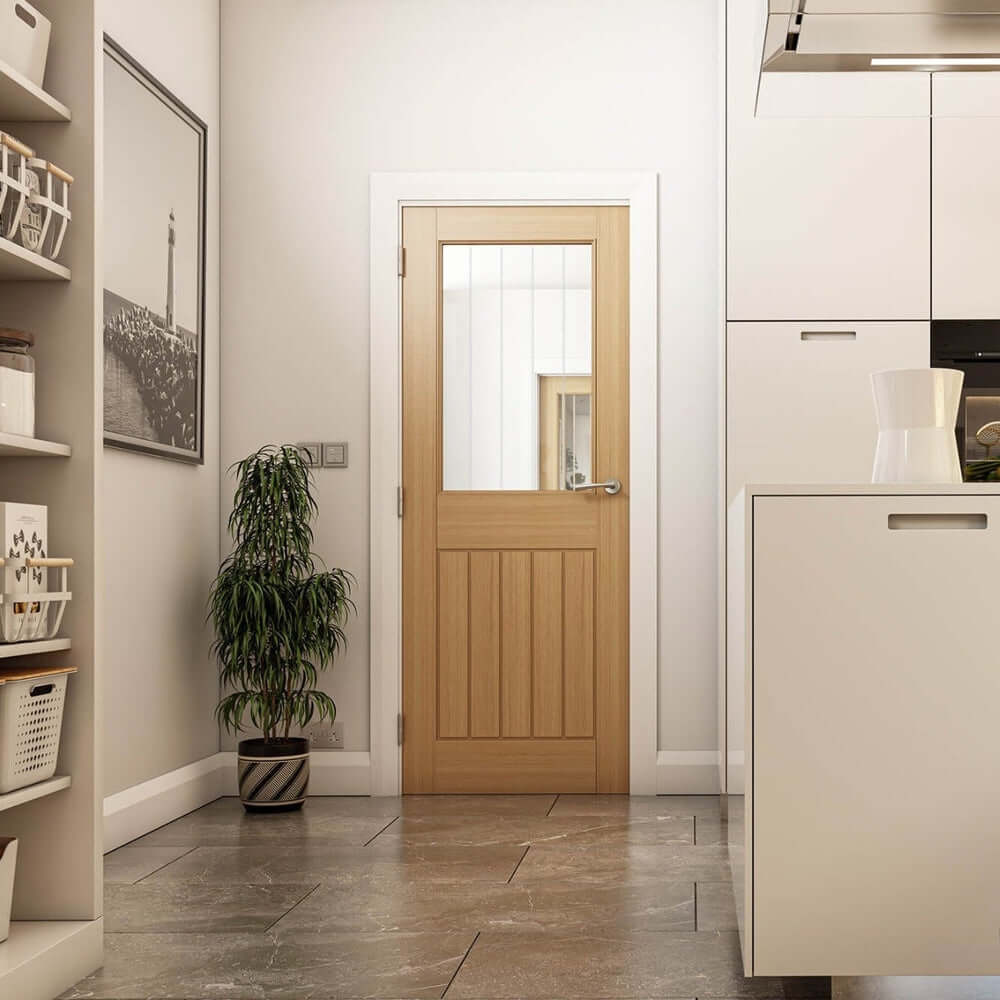 Lifestyle Mexicana Ely prefinished internal oak one lite glazed door installed